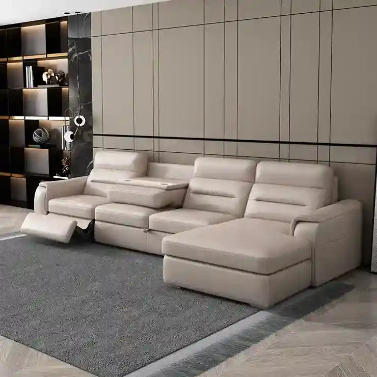 L-Shaped Modern Storage Sofa with Sleeping Function & Electric Recliner
