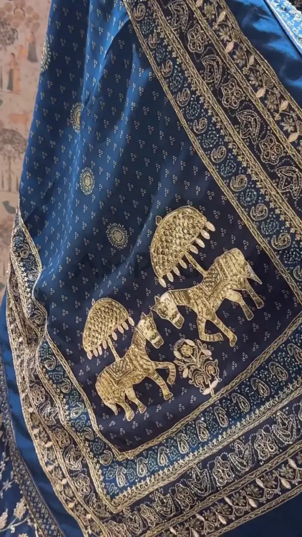 Royal Blue Heavy Banarasi Silk Lehenga Choli