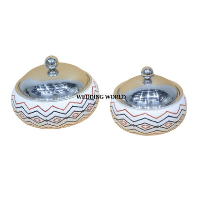 Set Of Two Sticker Design Metal Hotpot Best Quality Handmade Casserole Customized Finished Luxury Metal Food Warmer