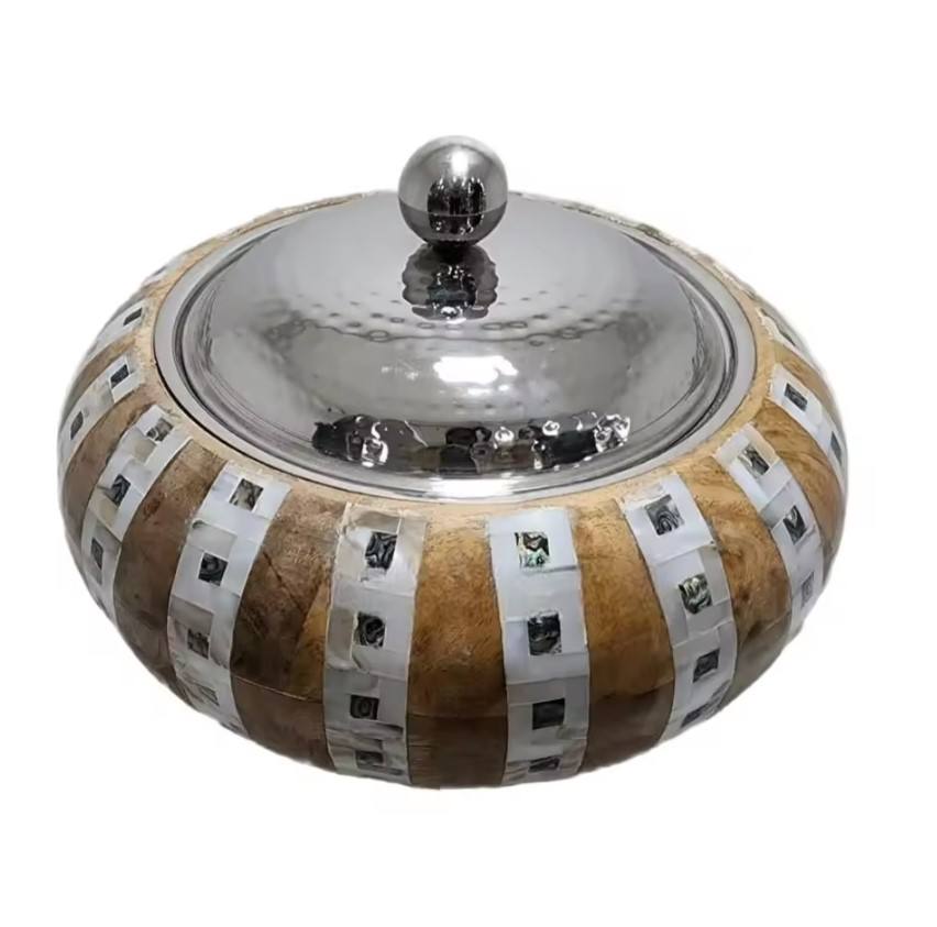 Set Of Two Sticker Design Metal Hotpot Best Quality Handmade Casserole Customized Finished Luxury Metal Food Warmer