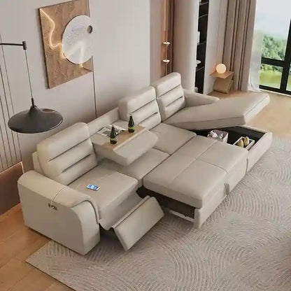 L-Shaped Modern Storage Sofa with Sleeping Function & Electric Recliner