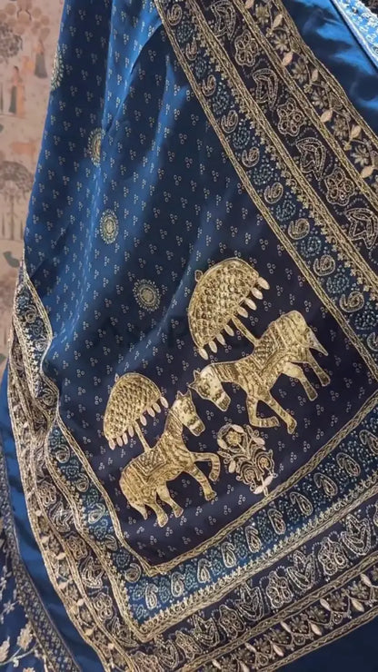 Royal Blue Heavy Banarasi Silk Lehenga Choli