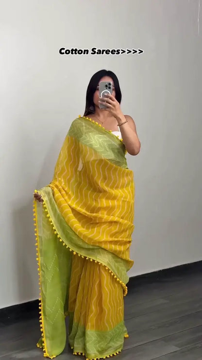 Soft Cotton Sarees Combo Featuring Handcrafted Prints,