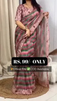 Elegant in Every Stripe – Light, Lace-Edged Saree
