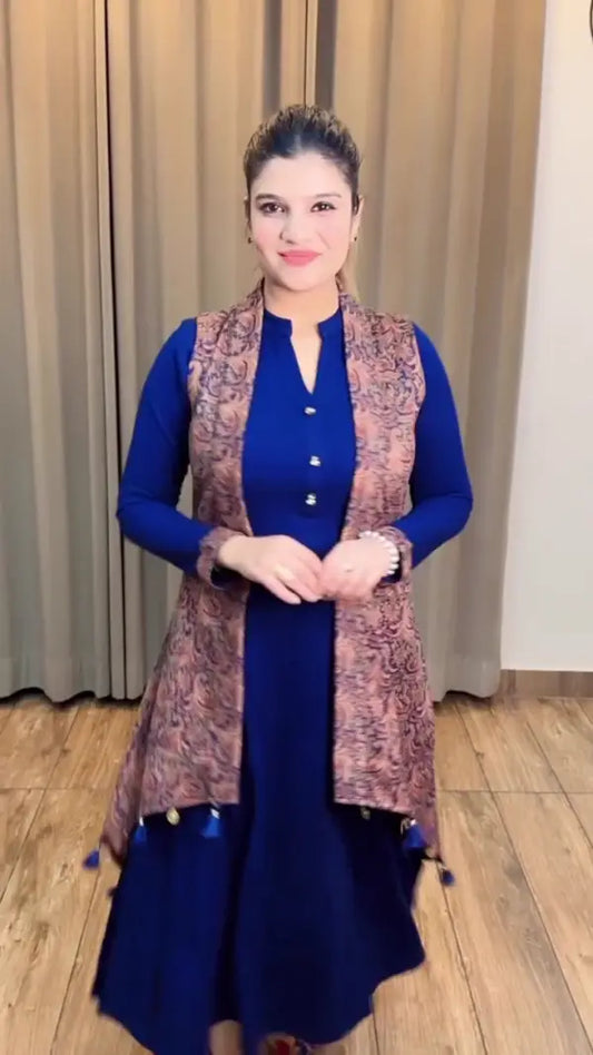 Royal Blue Anarkali Kurta Set