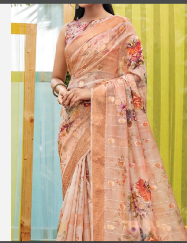 Art Silk Printed Saree With Blouse Piece photo review